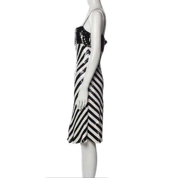 Emporio Armani Black &White Sequin Dress with Spaghetti Straps - Picture 3 of 7